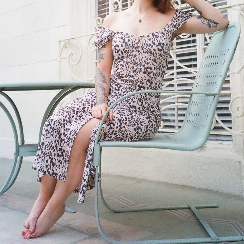 Nwt leopard print midi dress